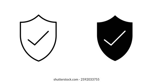 Shield check icon symbol collection on white background.