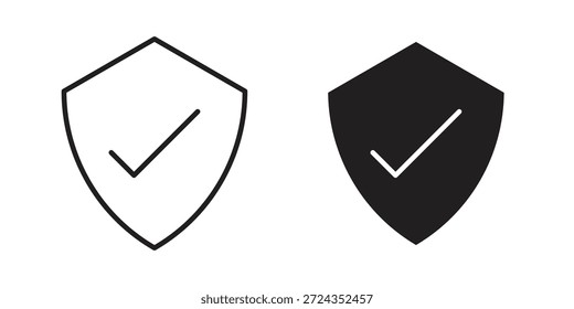 Iconos del cheque del escudo del negro coloreado en diversos estilos