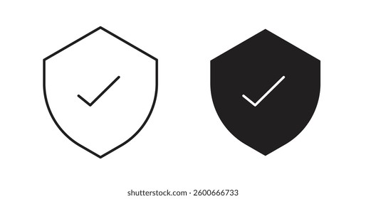 Shield check icons graphics set vectors