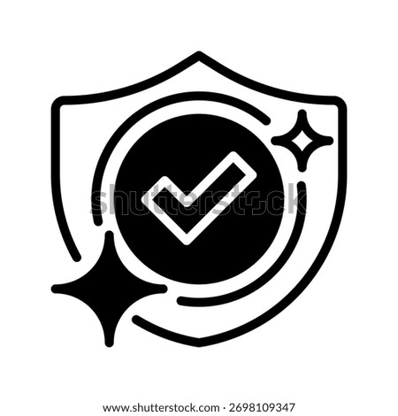 Shield with Check Line Icon, Outline Symbol for Security Verification, Data Protection, Risk Prevention, Trust Assurance, and System Safety. Vector Sign Icon.
