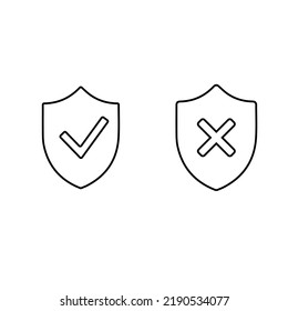 Comprobación de escudo. Tarjeta de seguridad de estilo de línea. Ilustración vectorial.