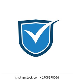 shield and check list or check mark, simple flat design.