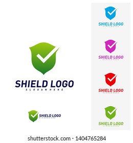 Shield Check Logo Design Concept Vector. Shield quality vector illustration Design. Icon Symbol