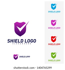 Shield Check Logo Design Concept Vector. Shield quality vector illustration Design. Icon Symbol