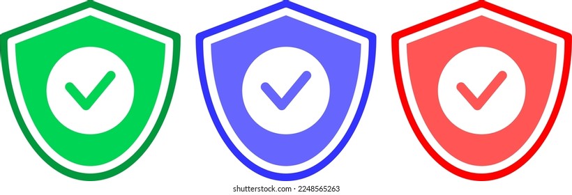 Shield with check mark. Antivirus icon. Security icon. Shield with check mark icon set.