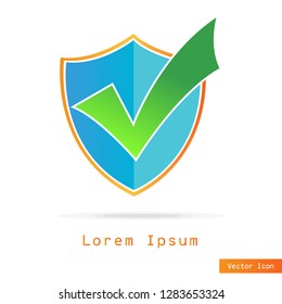 Shield with check mark badge logo. Secure is ok sign, Security Concept Icon or Logo. Vector Icon