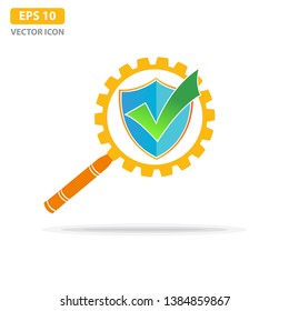 Shield with check mark badge logo inside the Lens. Secure is ok sign, Security Concept Icon or Logo. Vector Icon