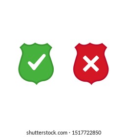 	
Shield and Check Mark and cross Icon and  Vector Logo Template