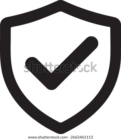 Shield with Check Mark Depicting Security Protection and Validation Symbol for Trustworthy and Reliable Process or Service Assurance