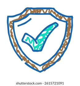 shield check mark doodle icon sketch vector. shield check mark sign. isolated symbol illustration