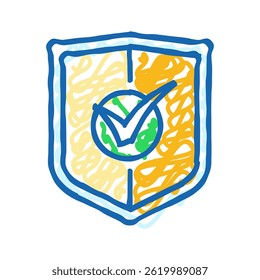 shield check mark doodle icon sketch vector. shield check mark sign. isolated symbol illustration