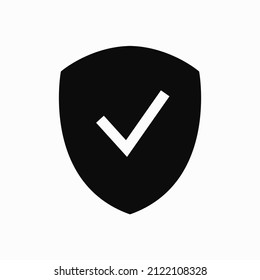 Shield check mark flat icon. Vector clipart illustration