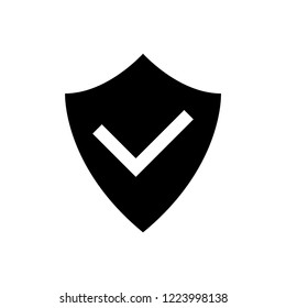 Shield and check mark glyph icon
