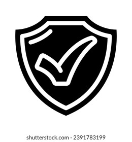 shield check mark glyph icon vector. shield check mark sign. isolated symbol illustration