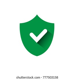 Shield With Check Mark Green Icon Protection And Security Concept Vector Illustration