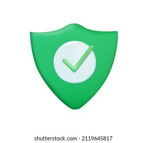 Icono de marca de protección. Ilustración vectorial 3d. Seguridad, icono garantizado. Marca de verificación Escudo. Ilustración vectorial 3d. Seguridad, icono garantizado. Vector de icono Escudo. Seguro y protección.