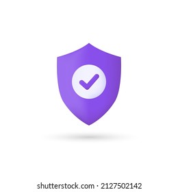 Shield check mark icon. 3d vector illustration. Security, guaranteed icon.