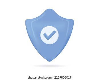 Shield check mark icon. 3d Security guaranteed icon