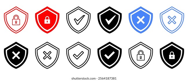 Shield check mark icon approval business choice confirm ok pictogram privacy protect protection security