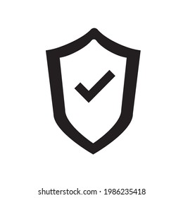Shield and check mark icon black and white. vector illustration 
