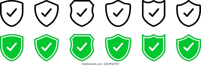 Shield check mark icon. Shield with a checkmark in the middle Protection icon. Shield check mark logo icon design template. Vector illustration