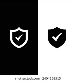 Icono de marca de protección. Escuche con una marca de verificación en el icono de protección media. Icono de protección de seguridad protegido. 