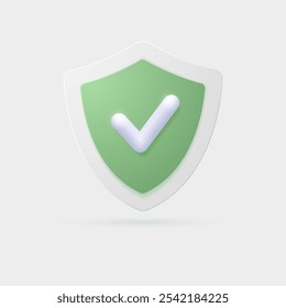 Shield with a check mark icon. Checkmark approved with 3d style shield. Security shield with a check mark of approval. Strong defense. Vector illustration.