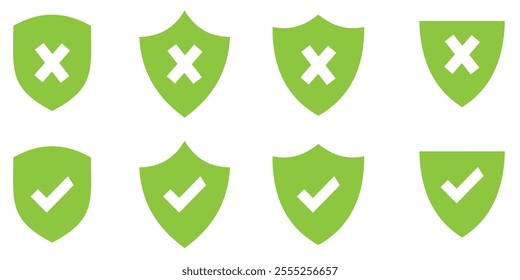 Shield check mark icon. Shield with a checkmark in the middle Protection icon. Security shield protected icon. Line style isolated on white background. Vector illustration. 333