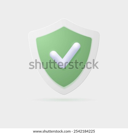 Shield with a check mark icon. Checkmark approved with 3d style shield. Security shield with a check mark of approval. Strong defense. Vector illustration.