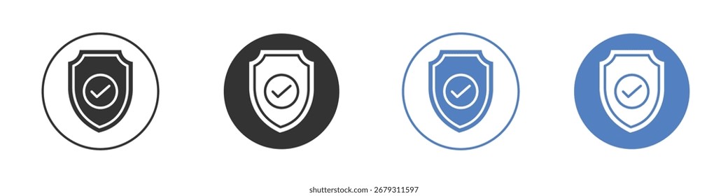 Schild-Häkchen-Symbol-Sammlung für App in schwarzen und blauen Farben