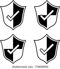 Shield With Check Mark Icon Design Vector Art Illustration