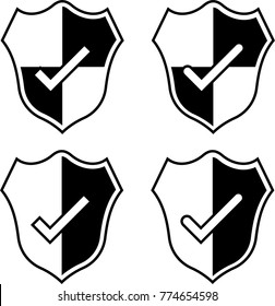 Shield With Check Mark Icon Design Vector Art Illustration