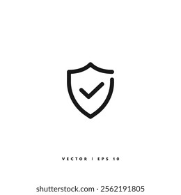 Shield Check Mark Icon. Editable Stroke