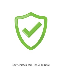 Shield with check mark icon in flat style isolated on white background. Vector illustration.