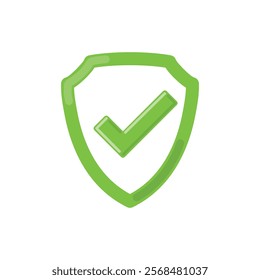 Shield with check mark icon in flat style isolated on white background. Vector illustration.
