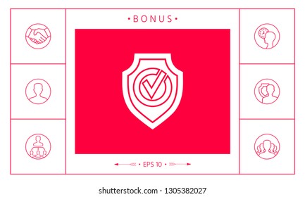 Shield with Check mark icon. Graphic elements for your design