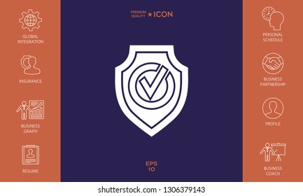 Shield with Check mark icon. Graphic elements for your design