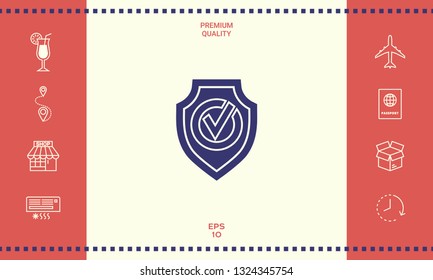 Shield with Check mark icon. Graphic elements for your design