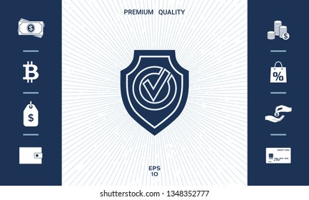 Shield with Check mark icon. Graphic elements for your design