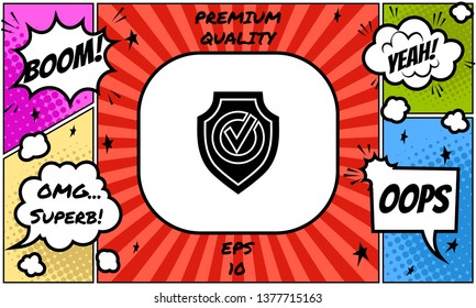 Shield with Check mark icon. Graphic elements for your design