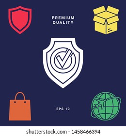 Shield with Check mark icon. Graphic elements for your design