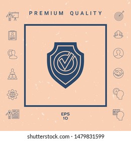 Shield with Check mark icon. Graphic elements for your design