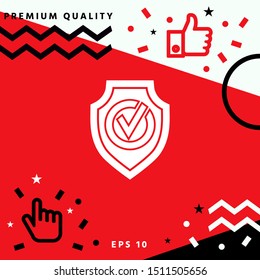 Shield with Check mark icon. Graphic elements for your design