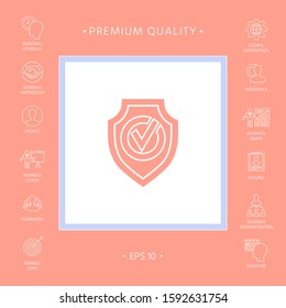 Shield with Check mark icon. Graphic elements for your design