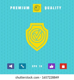 Blindaje con icono de marca de verificación. Elementos gráficos para el diseño