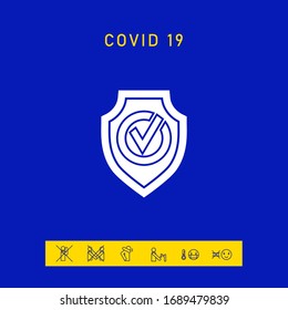 Blindaje con icono de marca de verificación. Elementos gráficos para el diseño