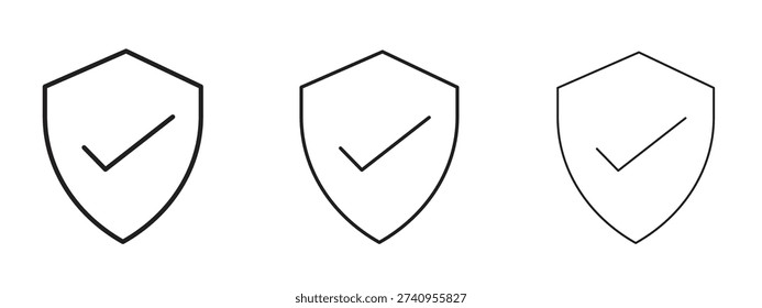 Shield check mark icon Illustration Eps10. Line with editable stroke