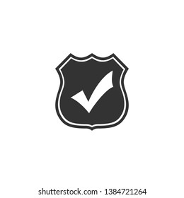 Shield with check mark icon isolated. Flat design. Vector Illustration