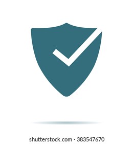 Shield check mark icon isolated on background. Modern flat pictogram, business, marketing, internet concept. Trendy Simple vector symbol for web site design or button to mobile app. Logo illustration
