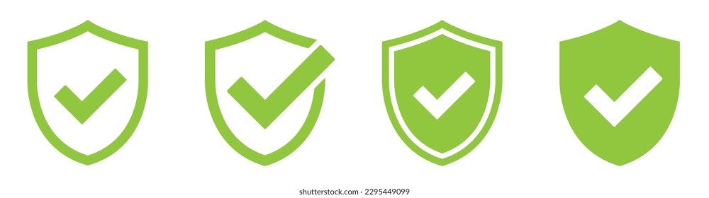 Shield with check mark icon. Shield check mark logo. Protection approve sign.Strong protection tick shield. Tick mark approved.